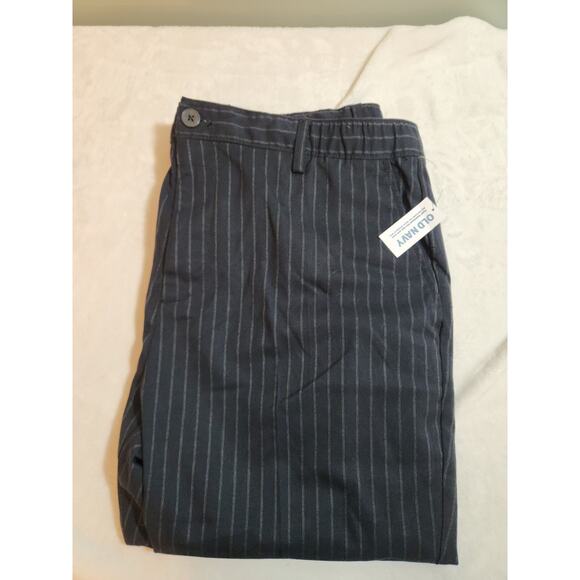 Old Navy NWT Pants Mens XL 38 X 31 Black Striped Straight Dress Business Work - Picture 1 of 11